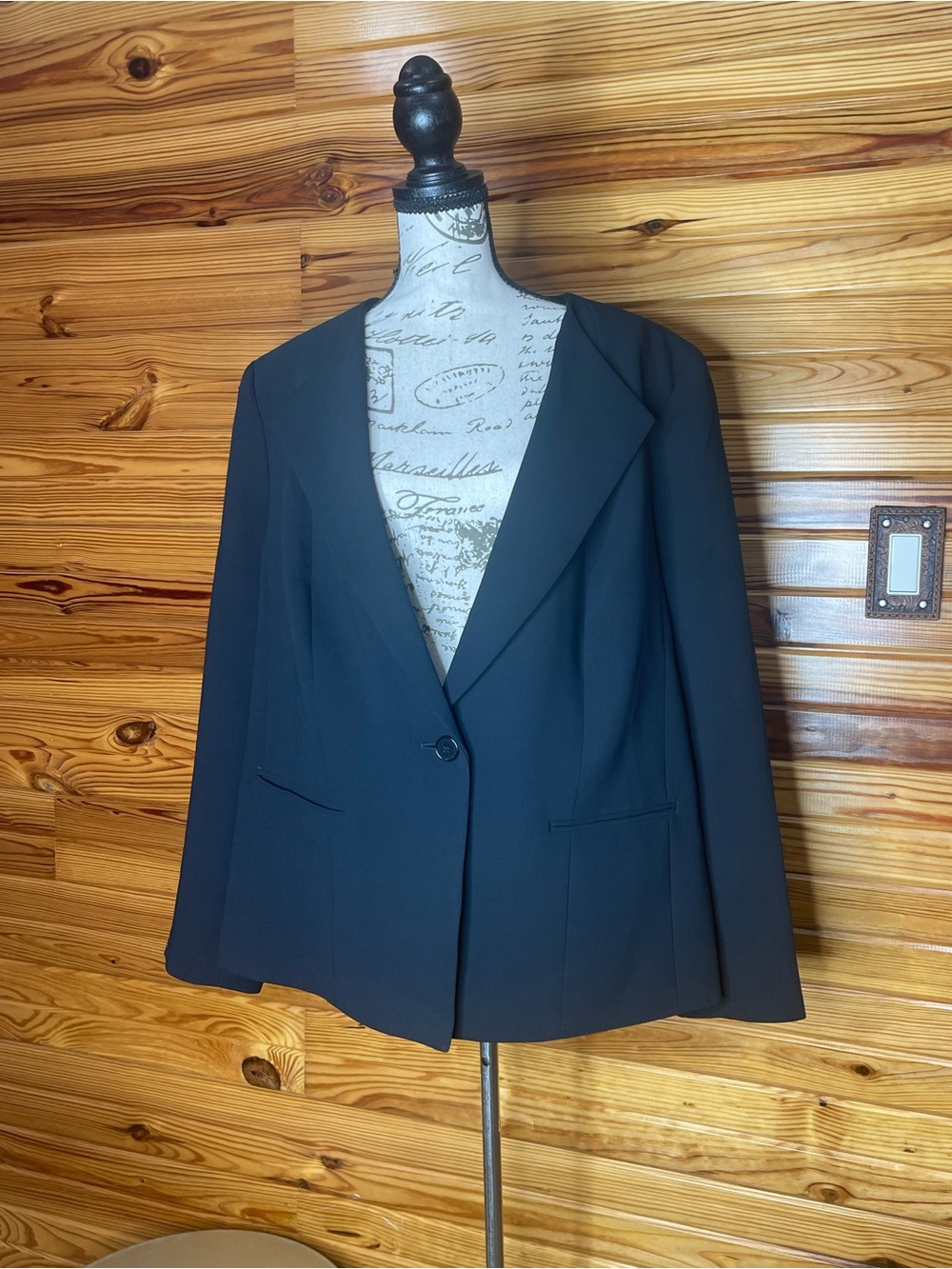 Talbots Black Single-Button Tailored Blazer SZ 18W